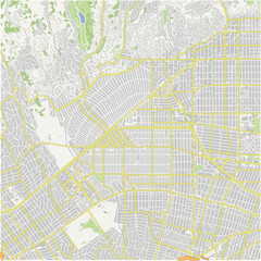 Naklejka premium Map of Beverley Hills in California in a normal road map style. Contains layered vector with roads water, parks, etc.