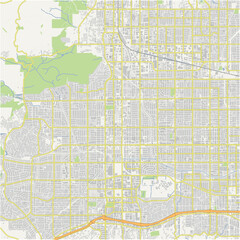 Fototapeta premium Map of Canoga Park in California in a normal road map style. Contains layered vector with roads water, parks, etc.