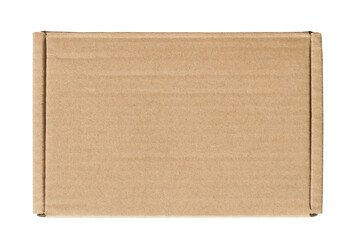 Plain brown cardboard box viewed from above, ideal for shipping or storage on a transparent...