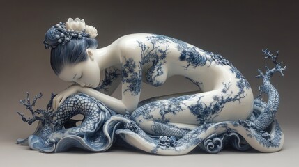 Fototapeta premium Elegant Porcelain Figure of a Woman in Contemplation