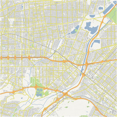 Obraz premium Map of El Monte in California in a normal road map style. Contains layered vector with roads water, parks, etc.