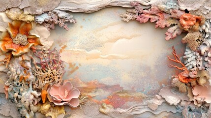 Intricate Vintage Border with Mixed Textures and Abstract Shapes Collage