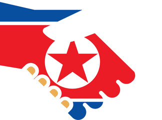 NORTH KOREA flag on Shake Hand icon