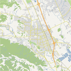 Obraz premium Map of Gilroy in California in a normal road map style. Contains layered vector with roads water, parks, etc.