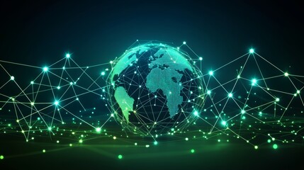 Global Network Connections. Digital Data Exchange and Technology Background for Business.