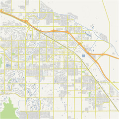 Map of Indio in California in a normal road map style. Contains layered vector with roads water, parks, etc.