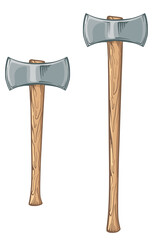 Double edged axe. Vector illustration with two axes.