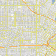Map of Koreatown in California in a normal road map style. Contains layered vector with roads water, parks, etc.