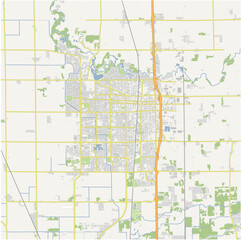 Obraz premium Map of Lodi in California in a normal road map style. Contains layered vector with roads water, parks, etc.
