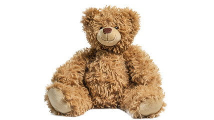 Fototapeta premium Fur stuffed teddy bear isolated on transparent background, PNG 