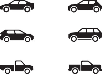 Naklejka premium Car silhouettes set vector illustration