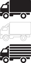 Covered van silhouettes set vector illustration