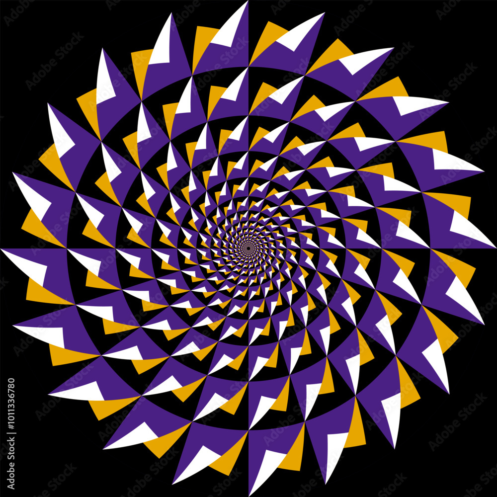 Wall mural optical illusion of moving circle with lightning shapes. circular pattern for exciting background de