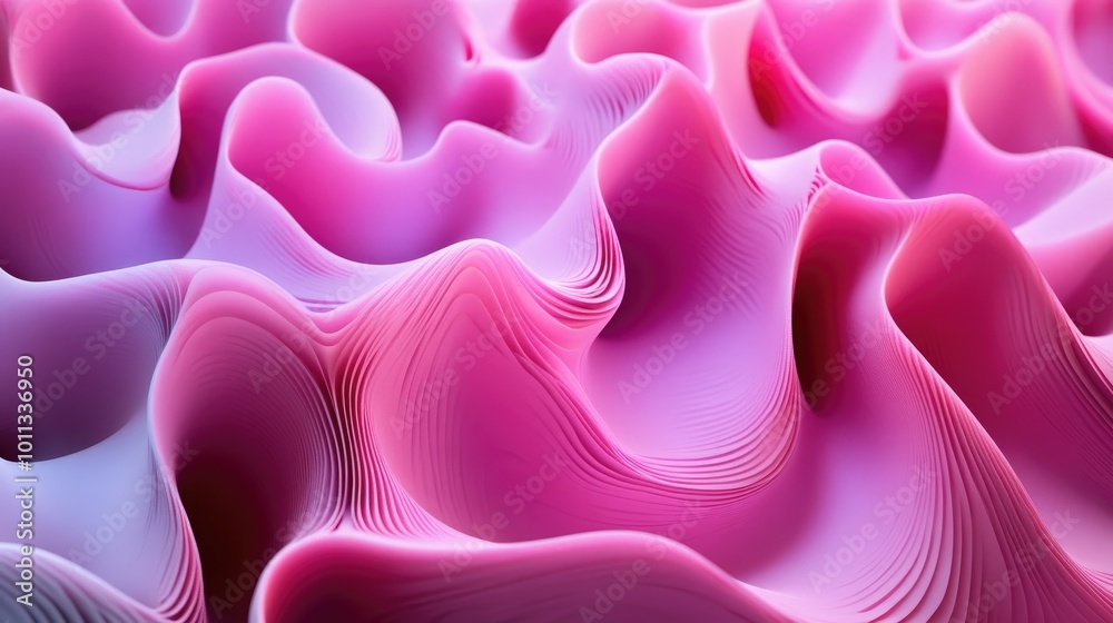 Aufkleber 3D depiction of undulating pink forms conveying a feeling of depth and dynamic motion