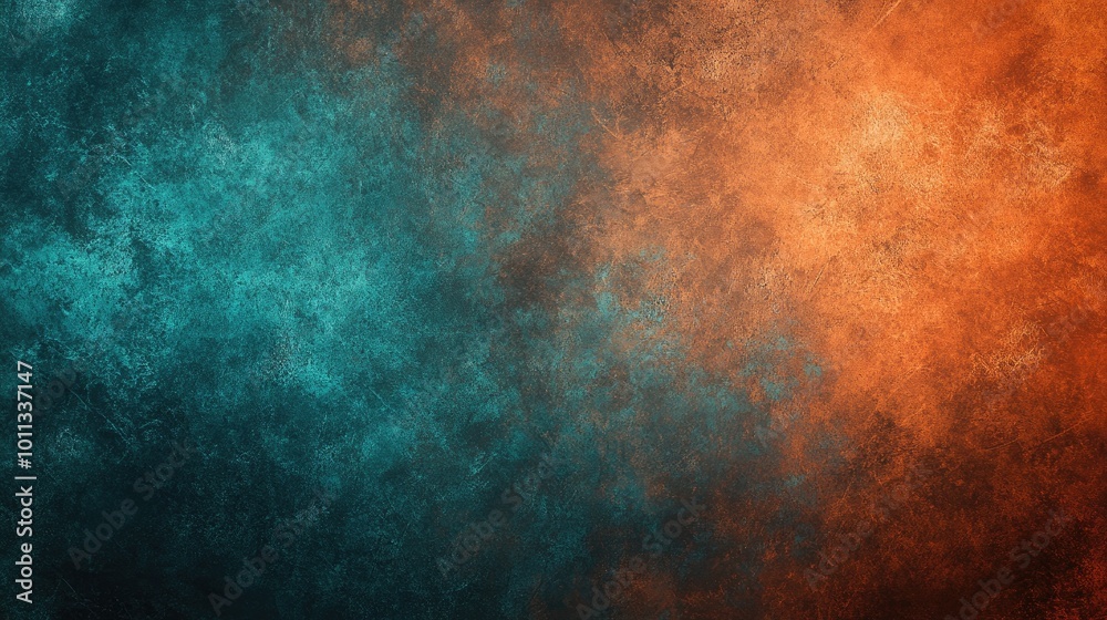 Poster grainy textured background featuring a blend of brown orange and blue hues complemented by a dark mo