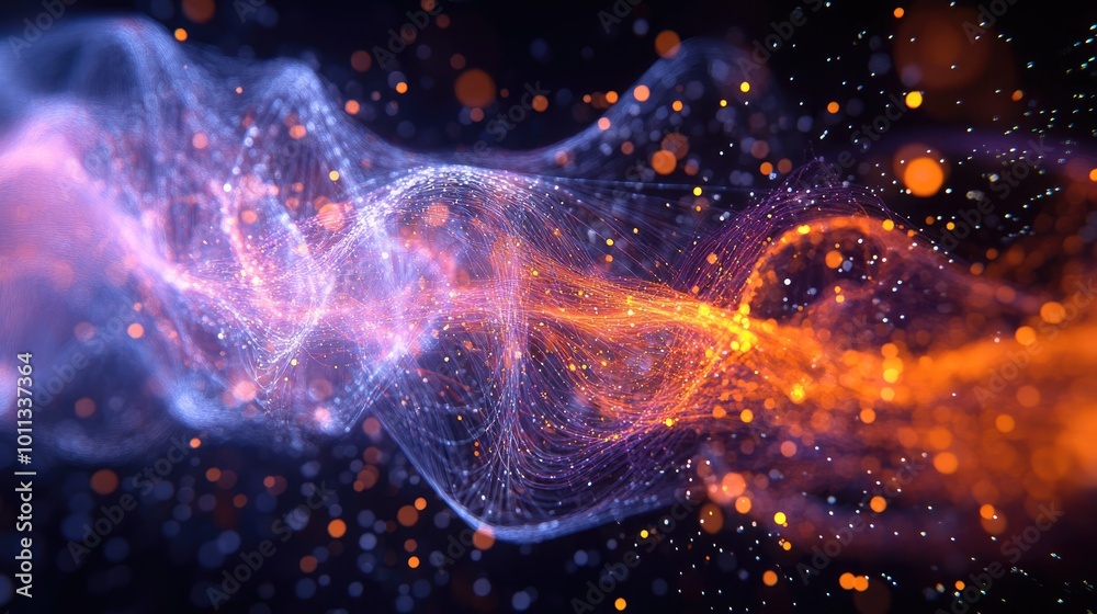 Poster A holographic visualization showcasing a network of interconnected data streams