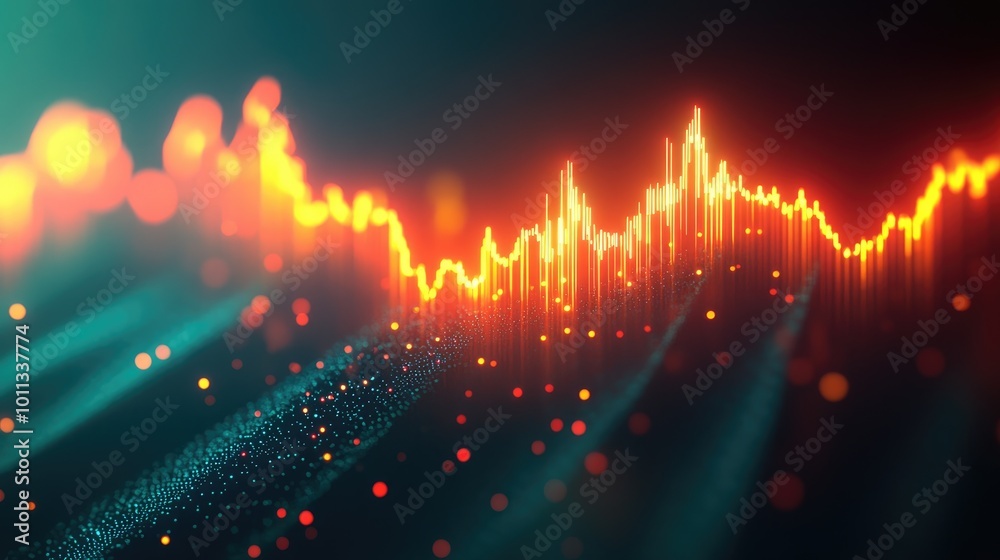 Poster Illuminated Financial Progress Dynamic 3D Stock Market Graph Featuring Glowing Upward Trends in a Modern Style