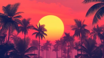 Weekend getaway inspiration with a sunset backdrop featuring tropical palms perfect for travel and tourism themes