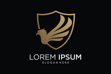 Eagle logo design eagle wings vector illustration with shield icon and creative idea
