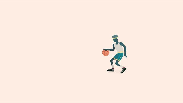 Cartoon basketball player animated, animated 2D cartoon basketball player.