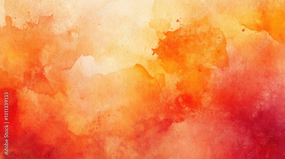Aufkleber Abstract watercolor texture with orange and red hues featuring a scratched paper effect ideal for background use