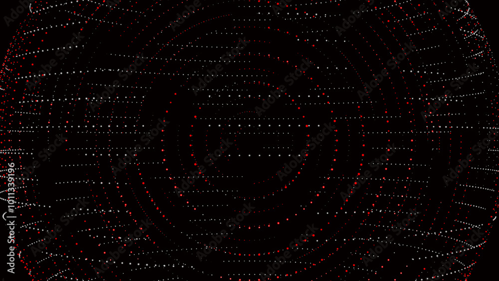Poster white and red small square dots abstract circular retro background. square abstract texture