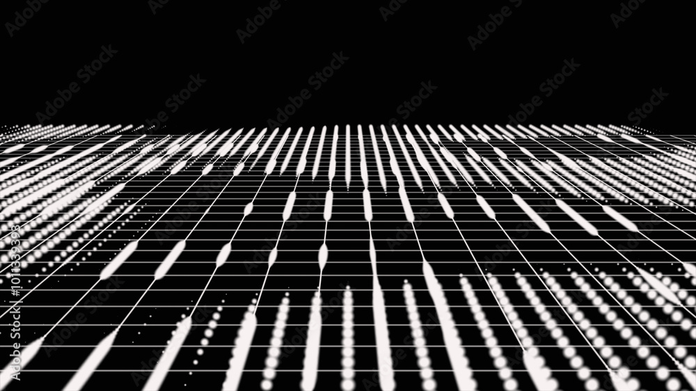 Poster abstract white grid technology background. computer matrix. futuristic cyber background of points. 3