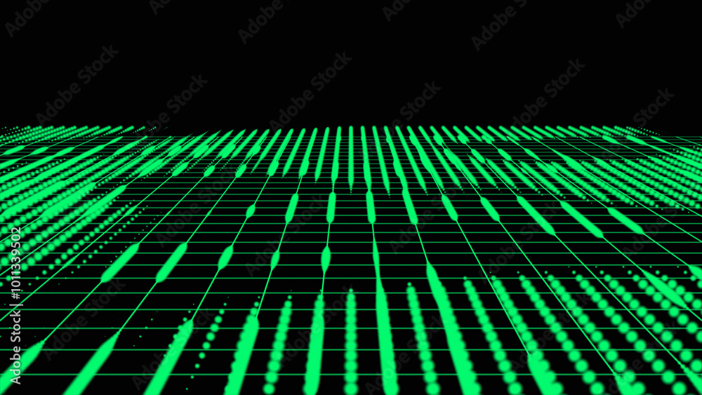 Poster abstract grid background with points. abstract technology perspective grid. detailed wireframe lands