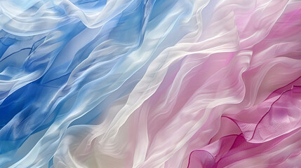 Obraz premium Abstract Blue, White, and Pink Sheer Fabric Texture