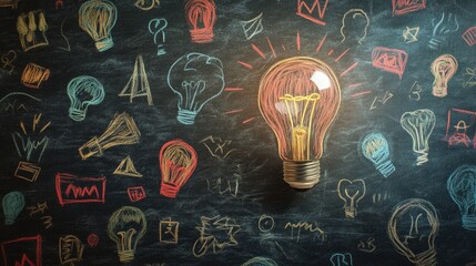 Creative inspiration for idea generation illustrated on a chalkboard