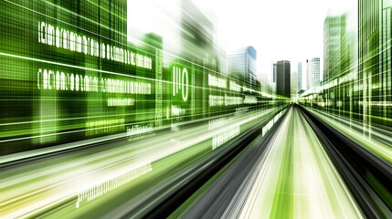 Speed and Innovation: Abstract Cityscape with Digital Code