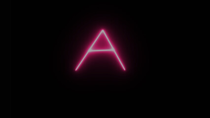 Alphabet letter A linear neon laser shape on black background. . 3D illustration