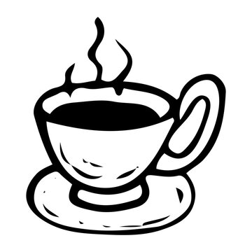 black and white coffee cup steaming clip art preview