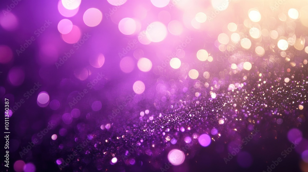 Poster purple blurred background featuring a sparkling bokeh effect ideal for festive and celebratory theme