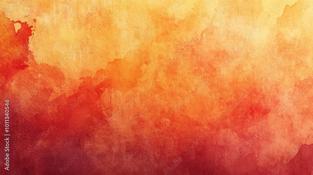 Aufkleber Abstract watercolor texture with orange and red hues featuring a scratched paper effect ideal for background use