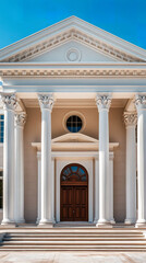 Fototapeta premium Historic Courthouse Exterior Featuring Classical Architecture on Sunny Day