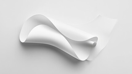 Curled white paper sheet isolated on a clean background