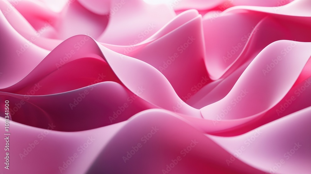 Aufkleber 3D depiction of undulating pink forms conveying a feeling of depth and dynamic motion