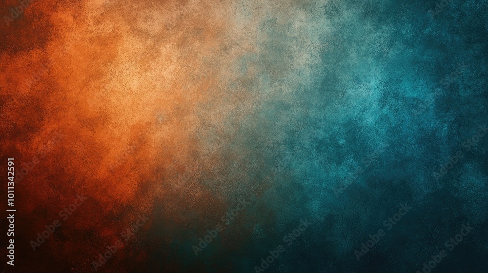 Poster grainy textured background featuring a blend of brown orange and blue hues complemented by a dark mo