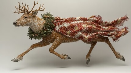 Obraz premium Festive Deer Leap