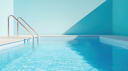 Fototapeta premium Clean vibrant blue swimming pool backdrop 3D rendering