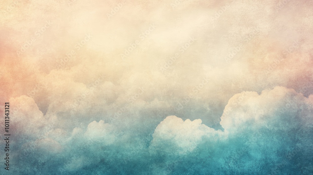 Aufkleber Soft clouds in pastel hues with a grunge texture creating a dreamy and abstract nature background