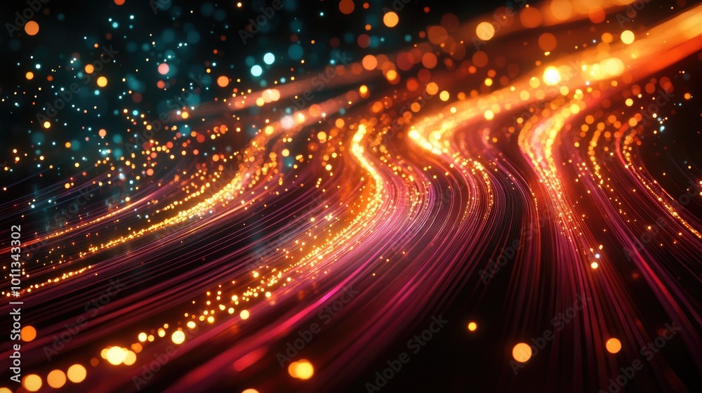 Poster Illuminated lines symbolizing large scale data transfer