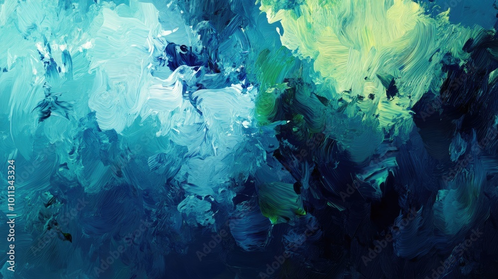 Poster abstract depiction of gans in a professional palette of blue and green hues