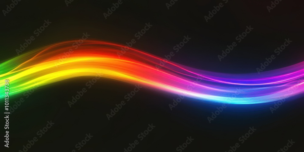 Poster Abstract Rainbow Wave on Black Background