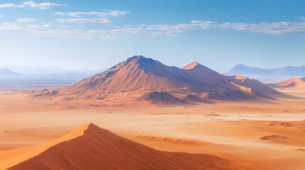 Naklejka premium An aerial view of the Sahara desert at sunset. A panorama of desert landscape.