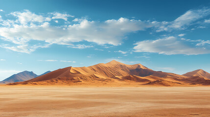Fototapeta premium An aerial view of the Sahara desert at sunset. A panorama of desert landscape.