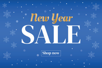 Winter banner with text New Year sale.