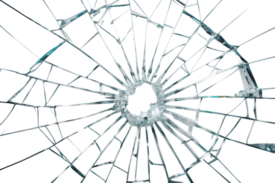broken glass effect isolated on white background.AI GENERATED - Powered by Adobe