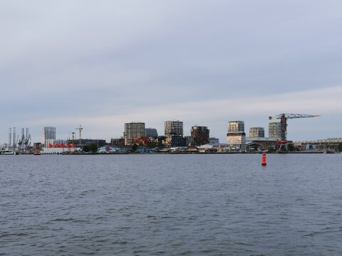 city skyline of the Ij, Amsterdam